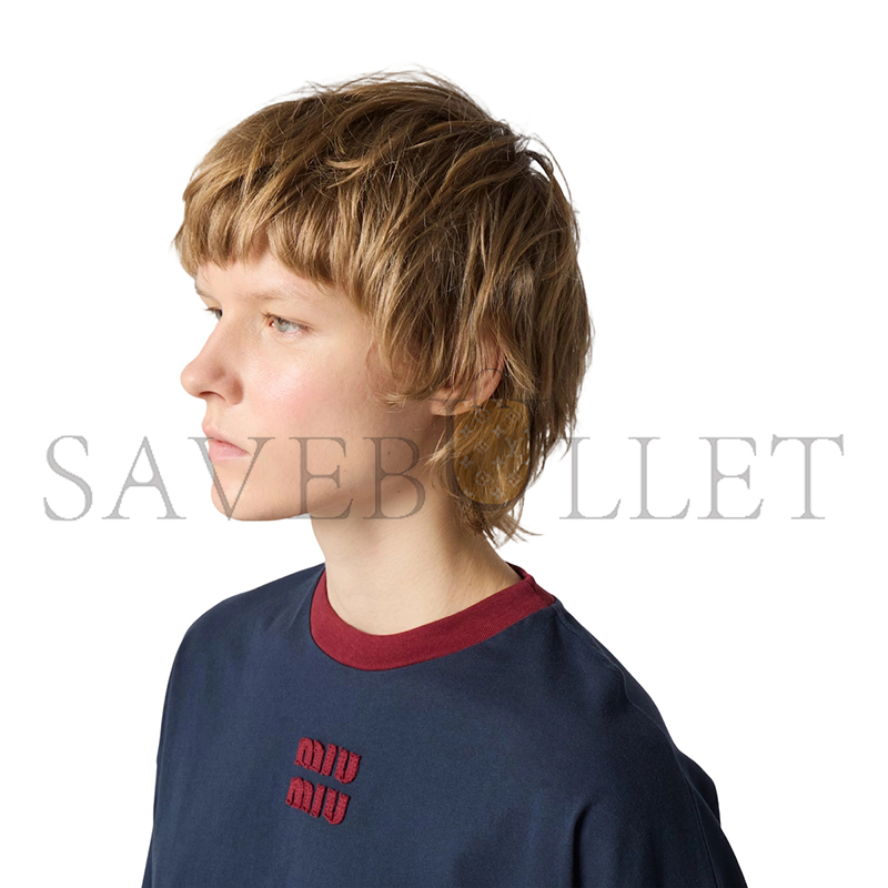 MIU MIU LONG-SLEEVED COTTON JERSEY T-SHIRT MJLA31